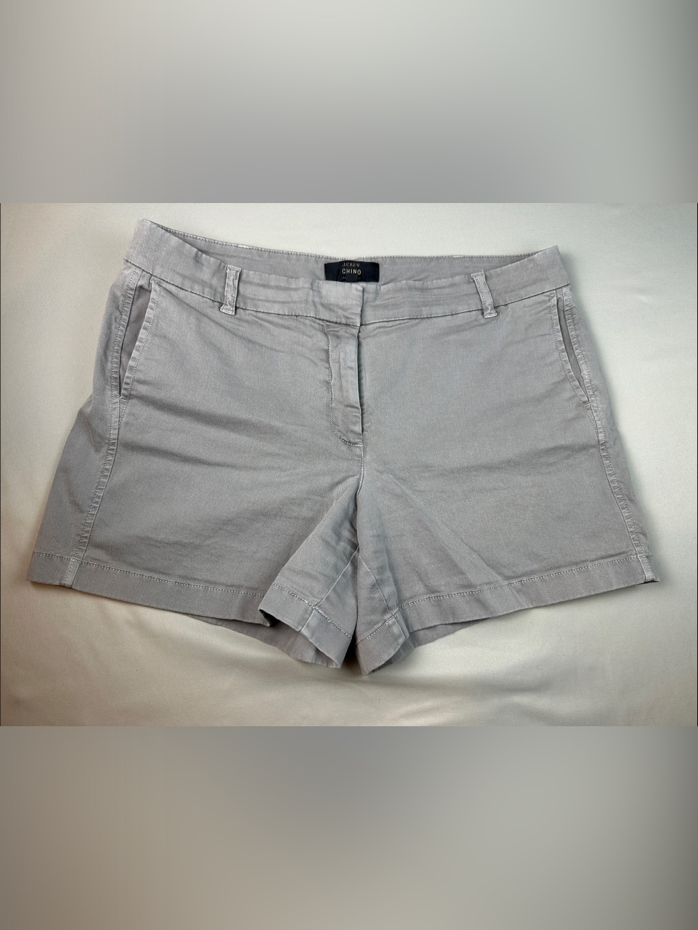 J. Crew Chino Casual Shorts Size 12 Light Gray High-Waist Women's Pockets